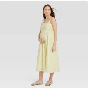 The Nines by Hatch Yellow Floral Maternity Dress